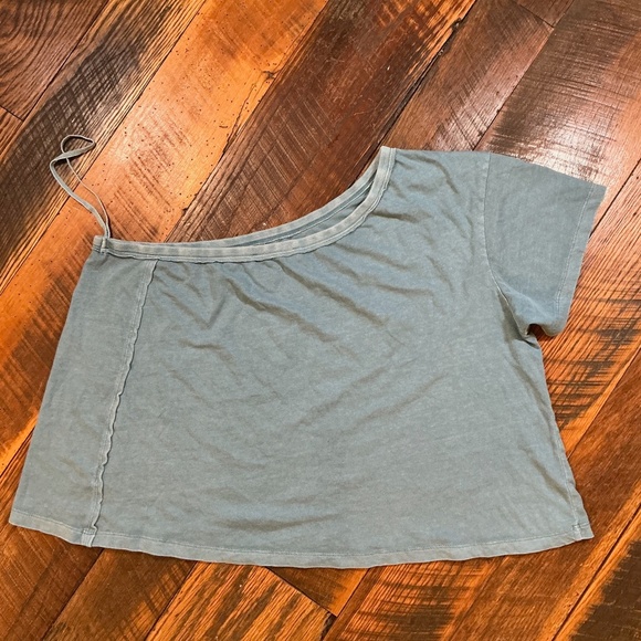 We The Free by Free People Aubrey One Shoulder Tee Blue Size XL - Picture 4 of 6